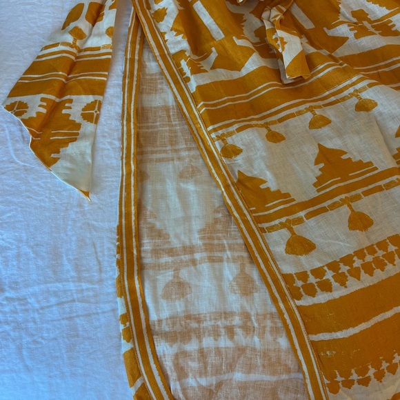 Johanna Ortiz Facundo printed linen maxi halter dress in a yellow/orange - Picture 8 of 8